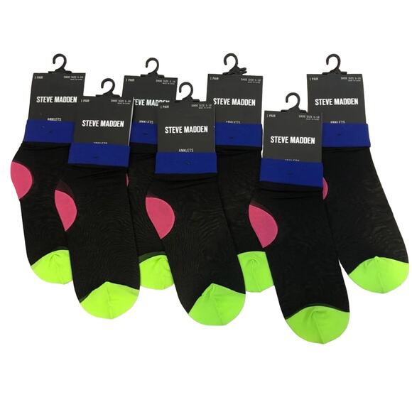 NWT Steve Madden Retro 70's  colorful Disco ankle socks 7 pairs - Picture 1 of 7